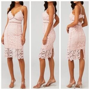 Bardot Light Pink Botanica Lace Cocktail Dress Glam Barbiecore